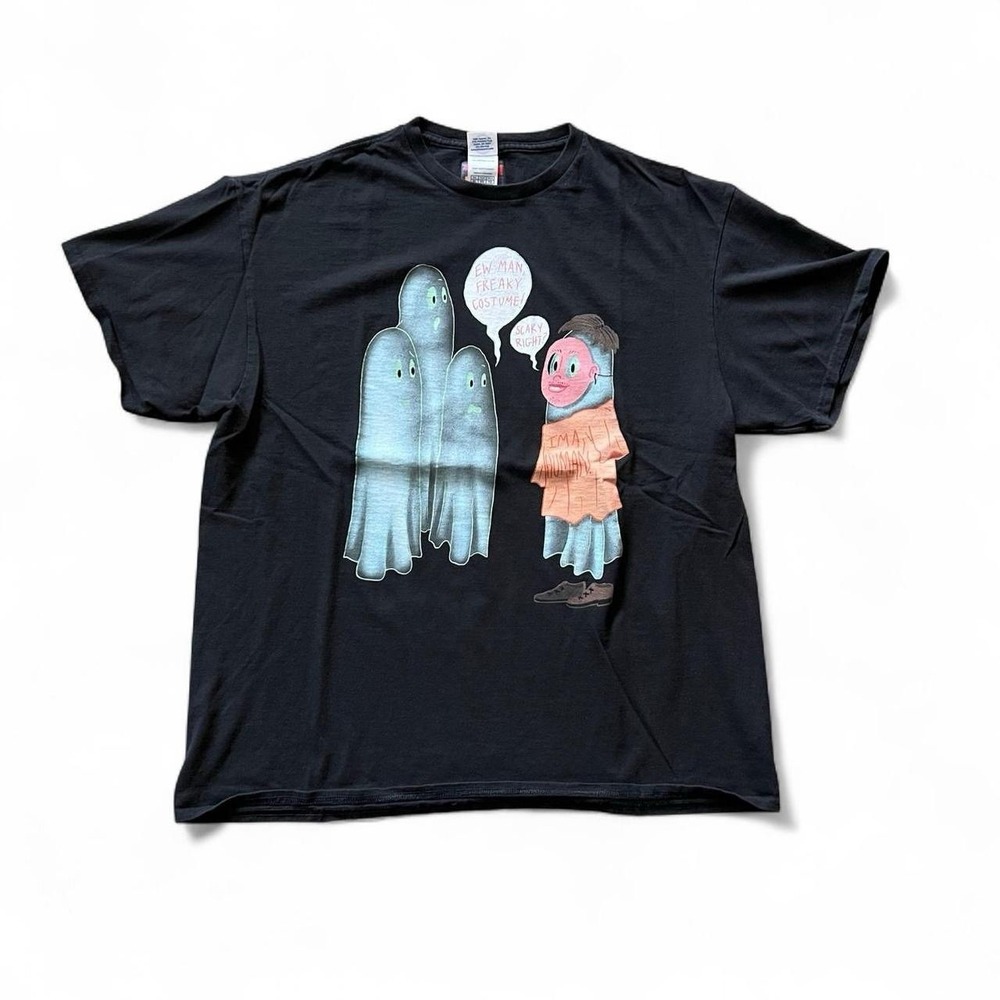 Teen Hearts Black Graphic Tee with Cartoon Print Funny Comedy Unisex Size XL
